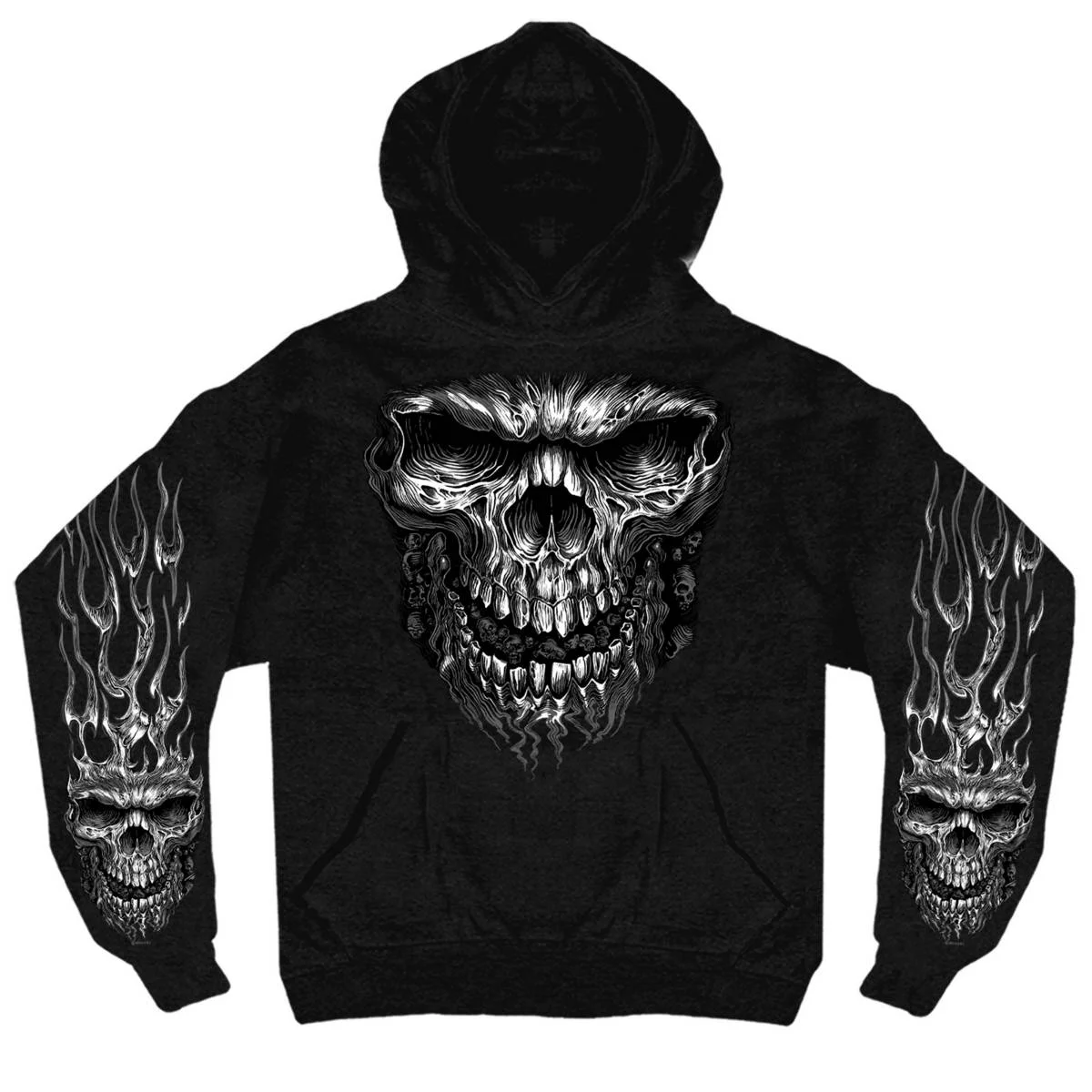 Sustainable Hot Leathers GMS4237 Men s Black and White Shredder Skull Black Hoodie Relaxed