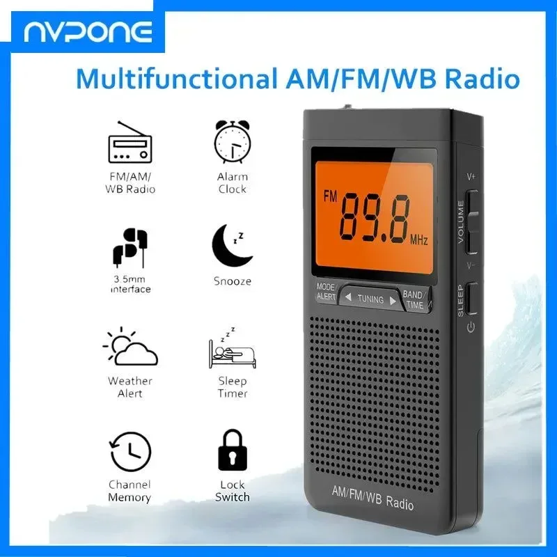 Innovative FM AM NOAA Emergency Pocket Radio – Portable Weather Radio with Weather Warning Alarm Clock and Auto-Search Channels Eco-Friendly