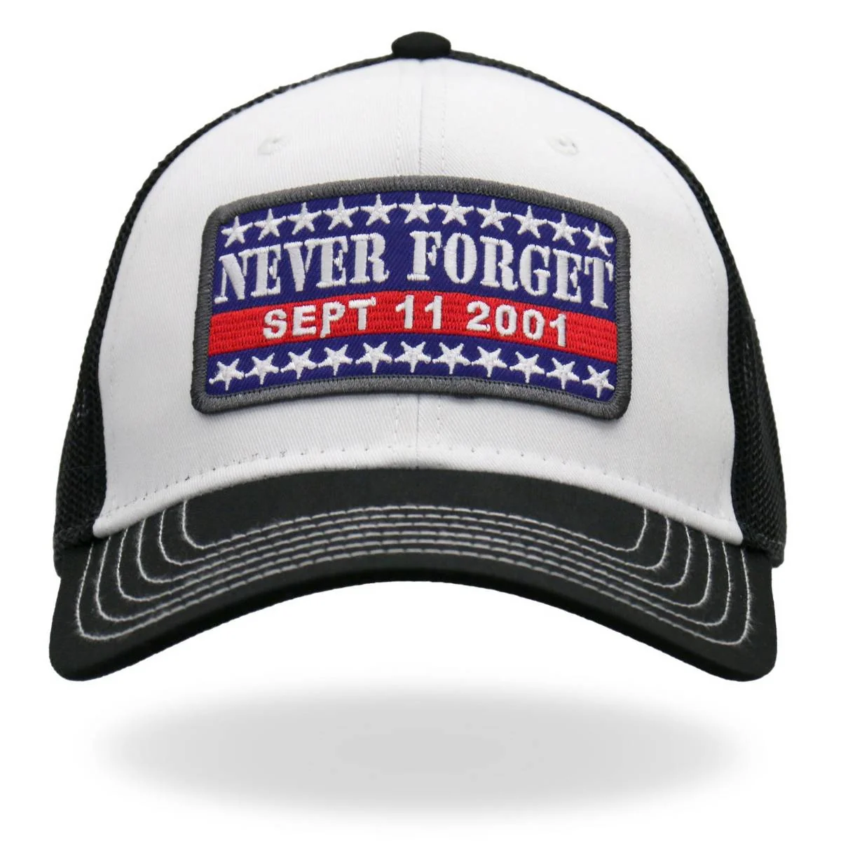 Next-Generation Hot Leathers Black And White Forget 9-11 Trucker Hat GSH1047 Modern