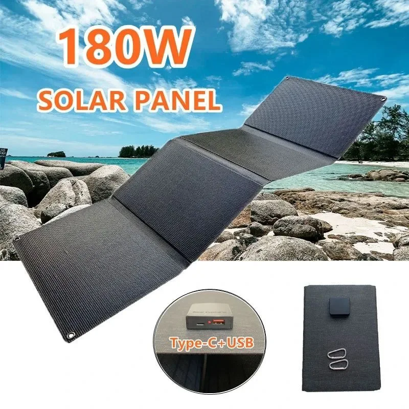 Elite 180W Foldable Solar Panel USB Type-C Solar Charger Portable Waterproof Solar Cell for Outdoor Mobile Power during Camping and Hiking Specialty