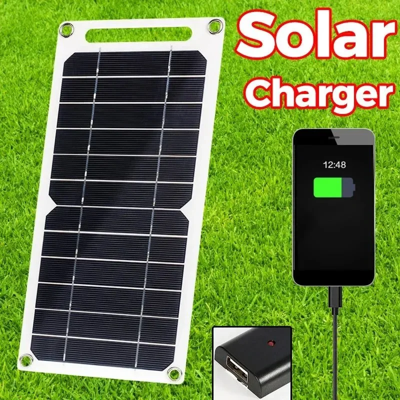 Lightweight 20W Solar Panel USB 5V Solar Cell Outdoor Hike Battery Charger System Solar Panel Kit Complete for Mobile Phone Power Bank Watch Classic