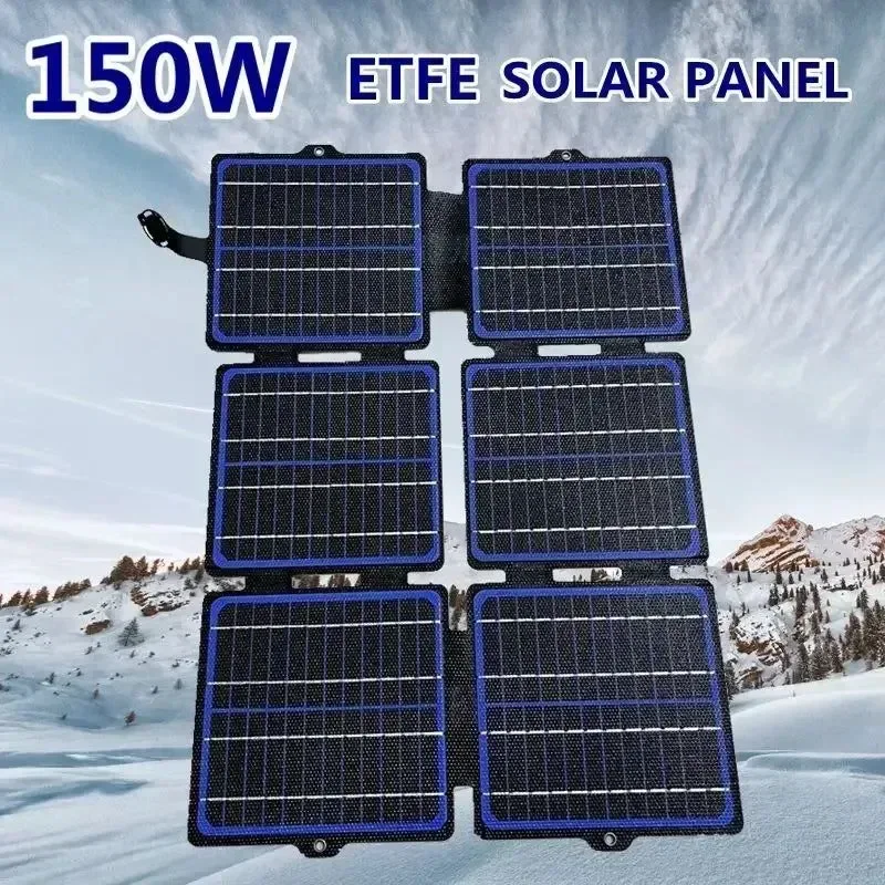 Original 150W Foldable Solar Panel ETFE 5V 12V Waterproof Solar Charger Portable Mobile Power USB Type-C DC for Outdoor Camping Hiking Optimized