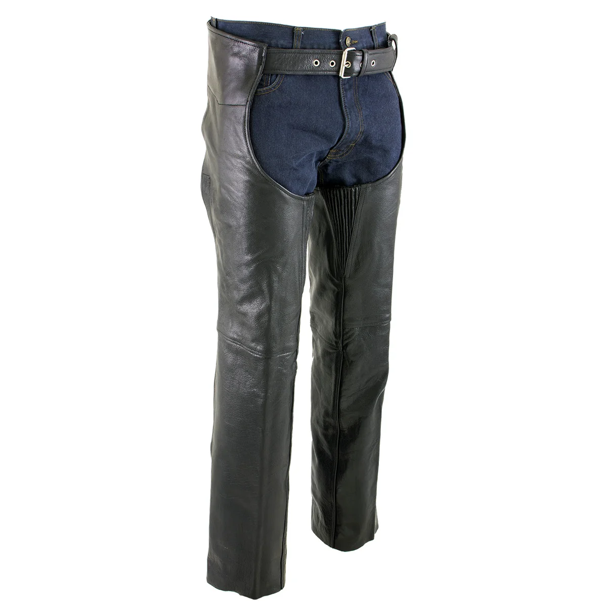 Soft Milwaukee Leather LKM5722 Men’s Black Premium Leather Dual Comfort Motorcycle Biker Rider Chaps Relaxed
