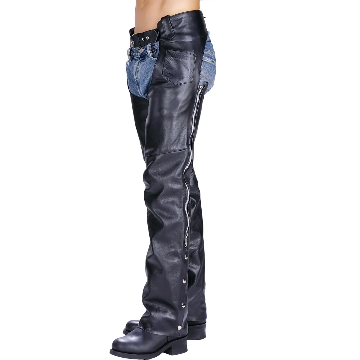 Powerful Milwaukee Leather LKM5723 Classic Black Leather Unisex Motorcycle Riding Biker Chaps for Men and Women Green
