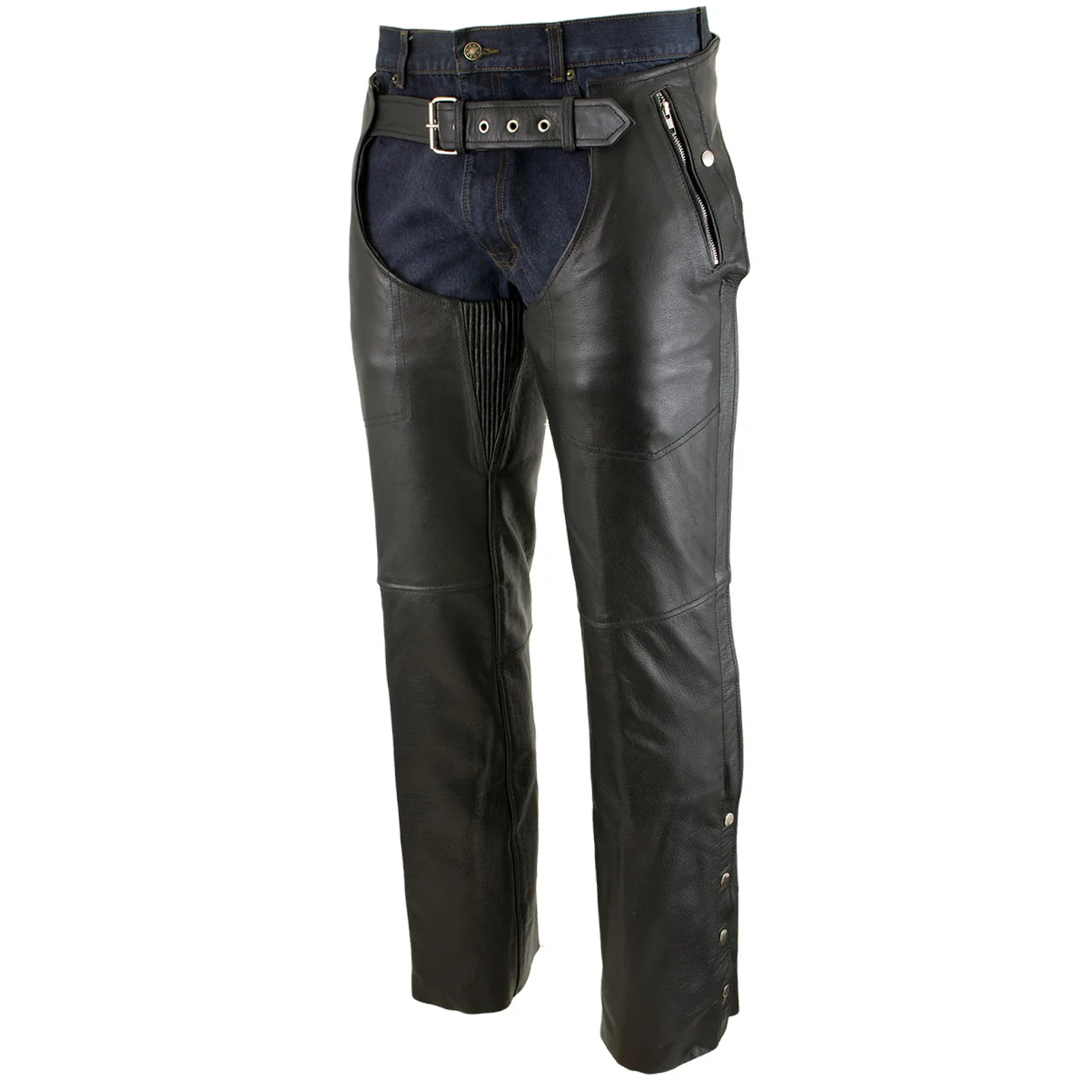 Selected Milwaukee Leather LKM5714 Men’s Black Premium Leather Motorcycle Riding Chaps w Removable Insulating Liner Dependable