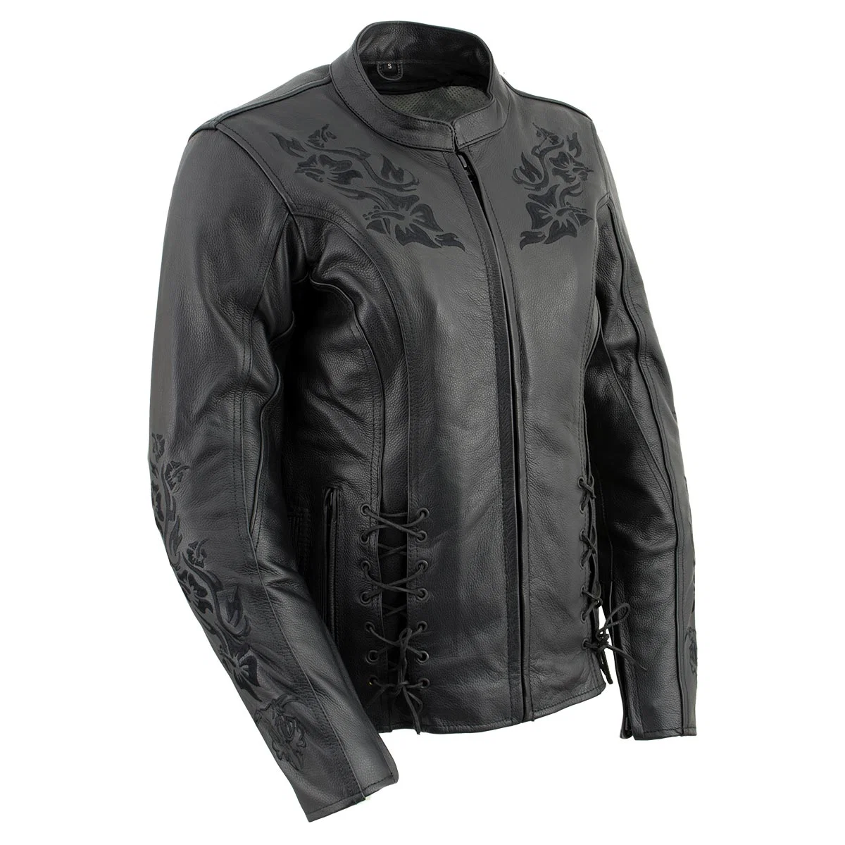 Expertly Made Milwaukee Leather LKL27004 Women’s Premium Black Leather Embroidered Jacket with CE Armor Protection Effective