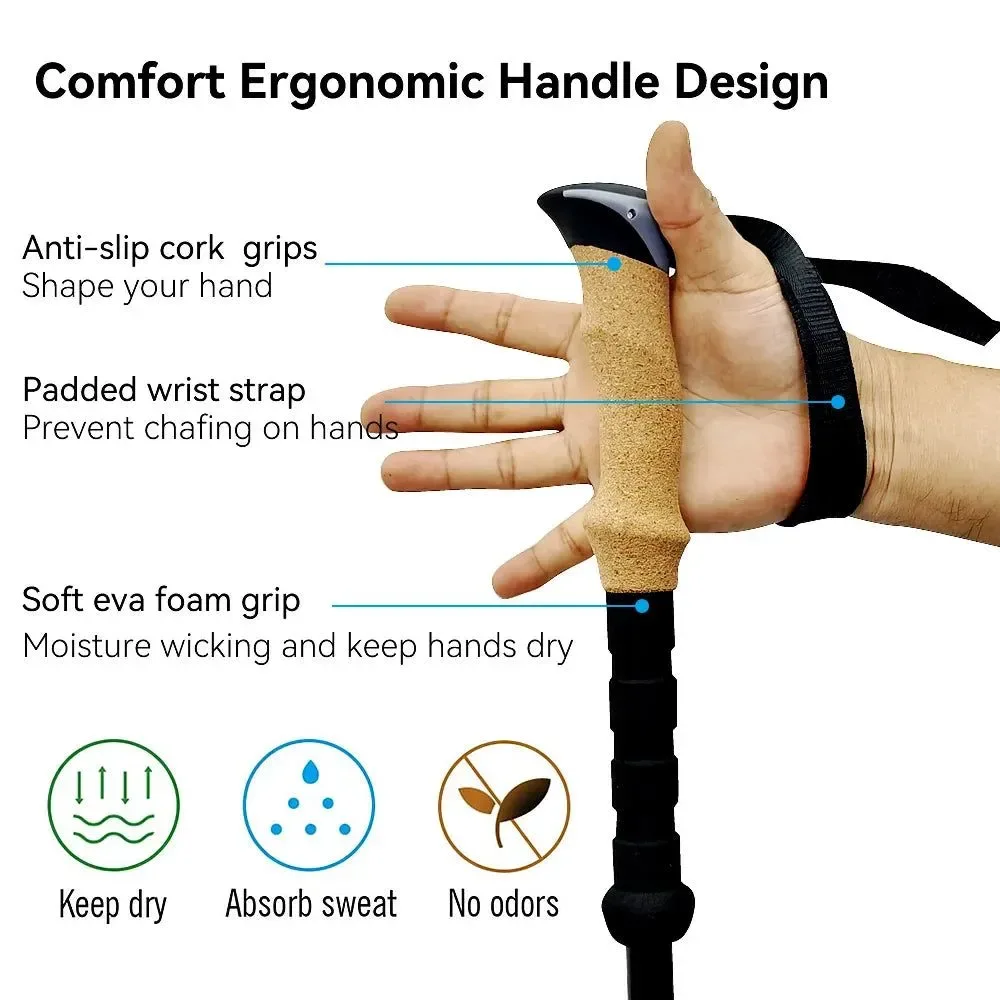 Luxury Ultralight Adjustable Aluminum Alloy Trekking Poles – Nordic Walking Sticks for Hiking Crafted
