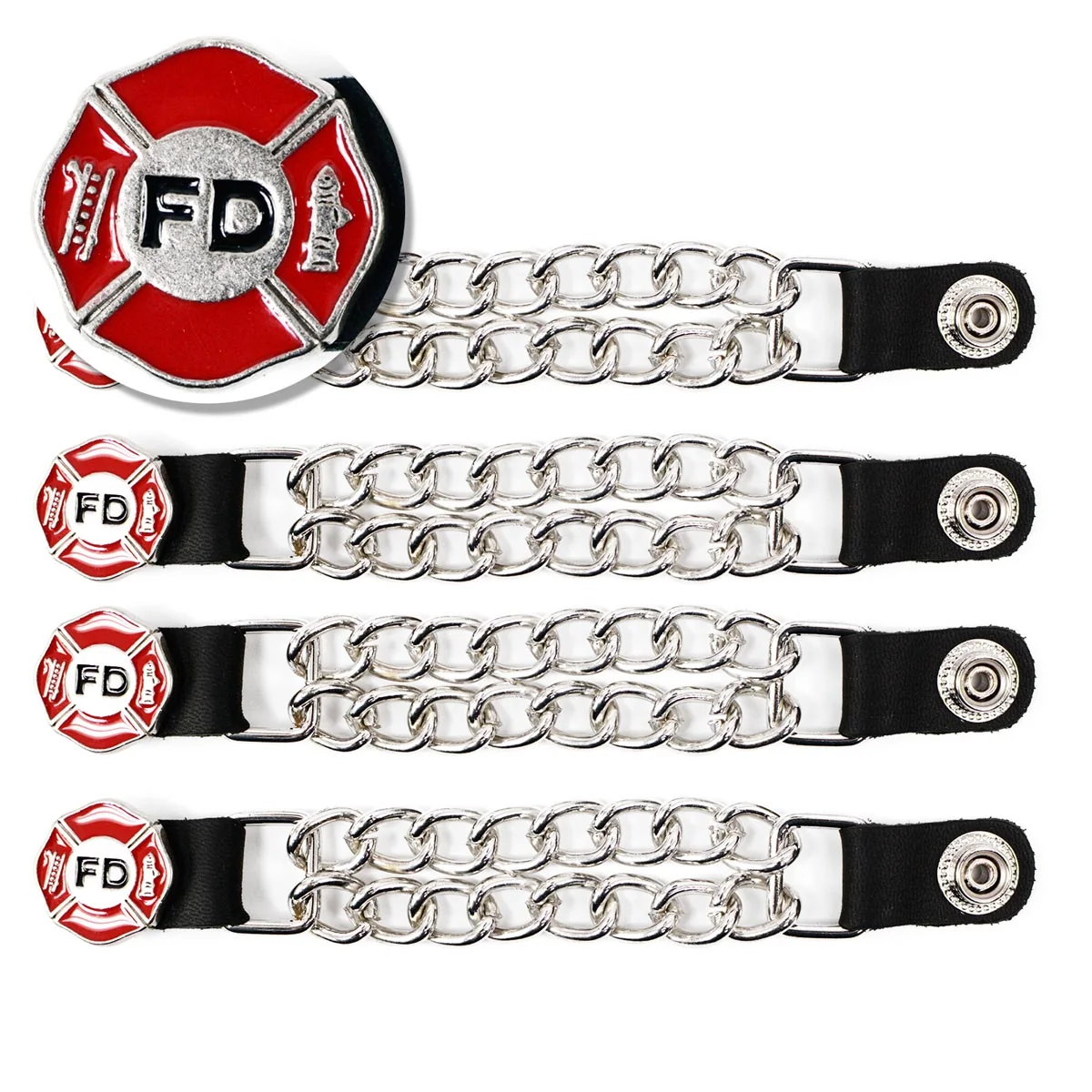 Convenient Milwaukee Leather Fire Department Medallion Vest Extender – Double Chrome Chains Leather 6.5 Extension 4-PCS MLA6012SET Professional