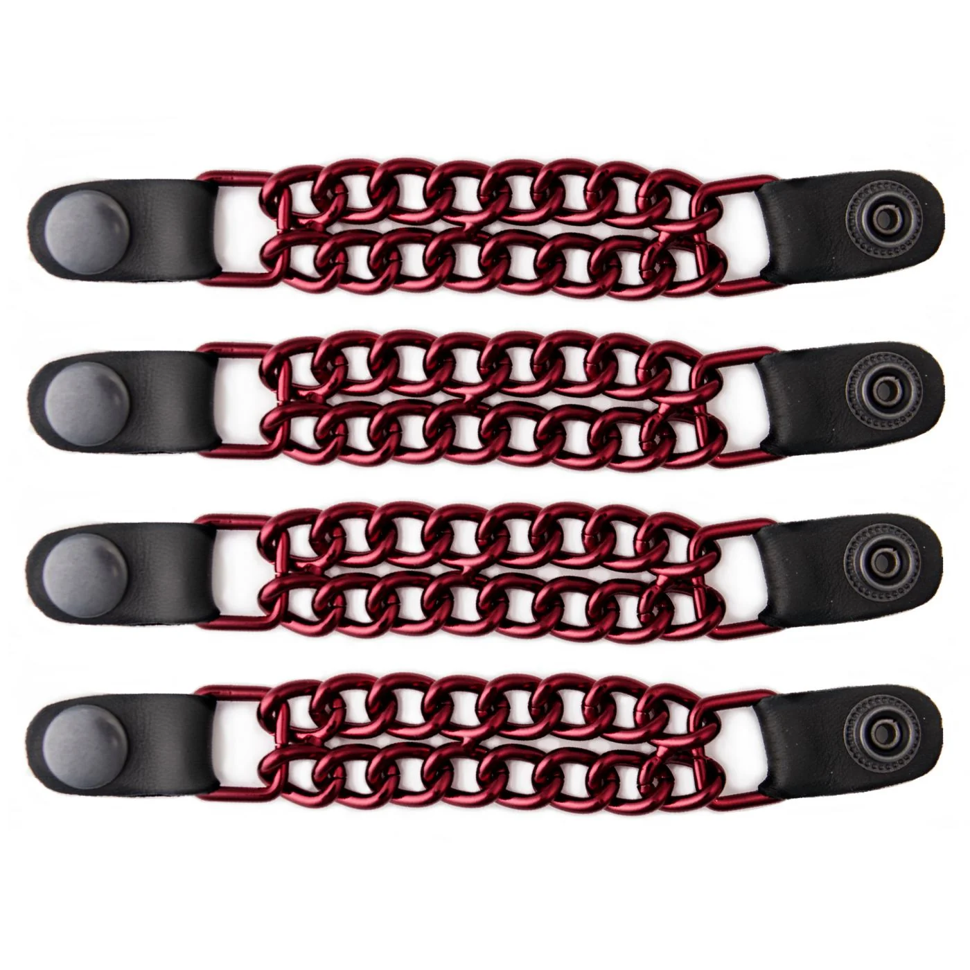 Safe Milwaukee Leather MLA6096 Candy Red 4 Inch 4-PCS Vest Extender Set – Double Chrome Chains w Leather High-Performance