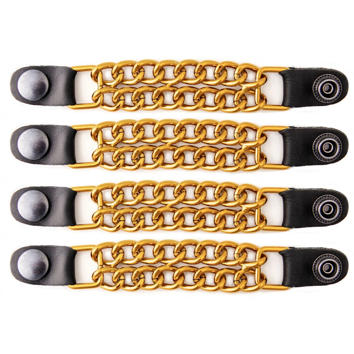Casual Milwaukee Leather MLA6091 Gold 4 Inch 4-PCS Vest Extender Set – Double Chrome Chains w Leather Environmentally Friendly