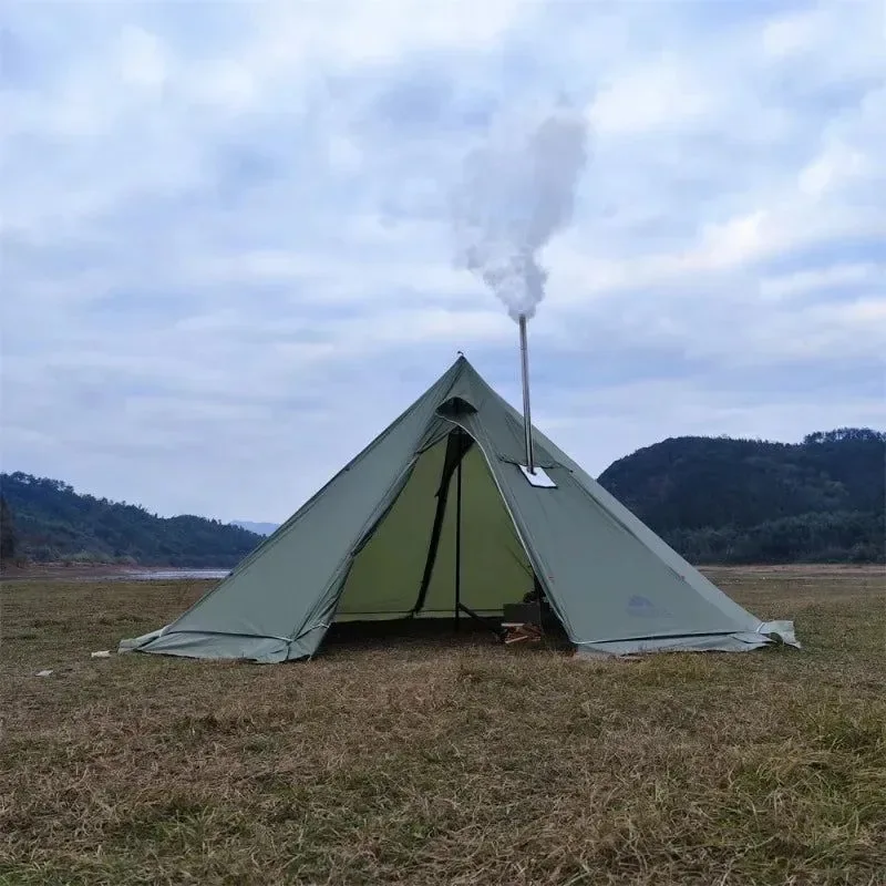 Crafted 5M Oversized Pyramid Tent with Snow Skirt and Chimney Jacket Elegant