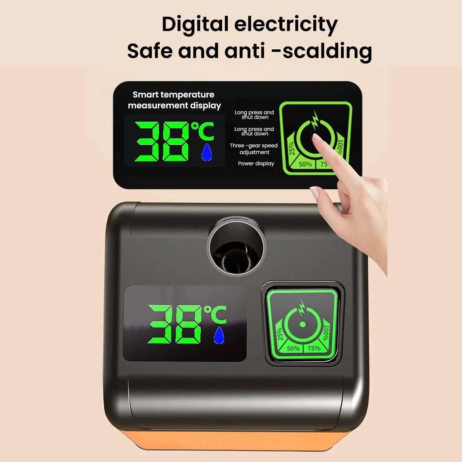 Luxury Portable Electric Camping Shower Pump – IPX7 Waterproof with Digital Display and Sucker for Camping Beach Dormitory Consistent
