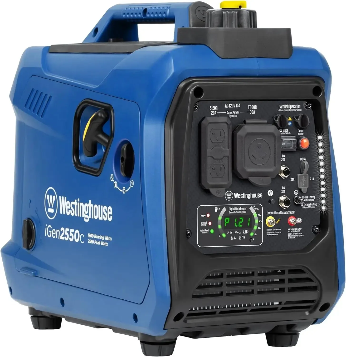 Easy-to-Use Westinghouse 2550W Portable Inverter Generator – Super Quiet Lightweight RV Ready CO Sensor About this item Convenient