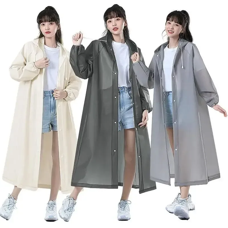 Dependable Adult Long EVA Rain Poncho – Waterproof Hooded Raincoat for Men Women Camping Travel 3 Styles Safe