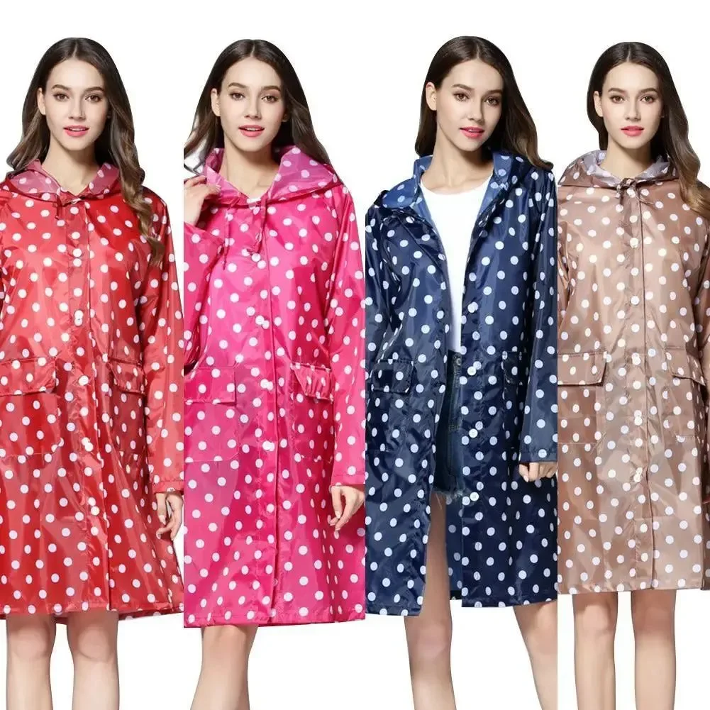 Elegant Cute Dots Waterproof Raincoat for Women – Lightweight Poncho for Hiking and Outdoor Activities Healthy