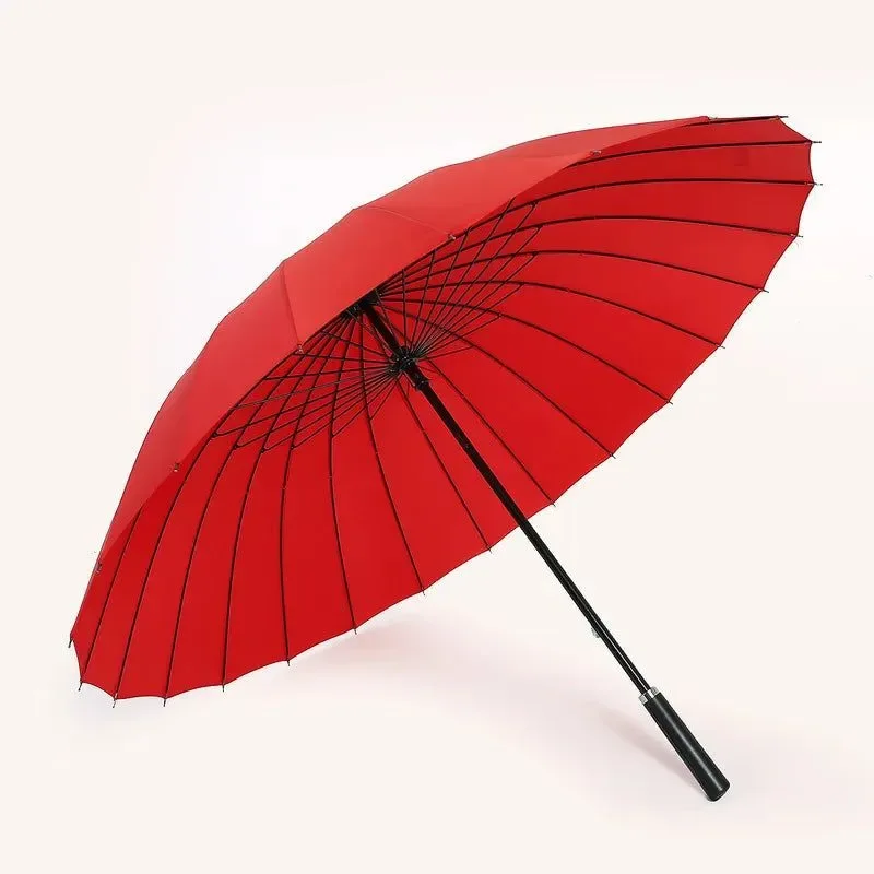 Eco-Friendly 24-Bone XL Retro Golf Umbrella – Manual Long Handle Anti-Storm UV Protection 10 Colors Detailed