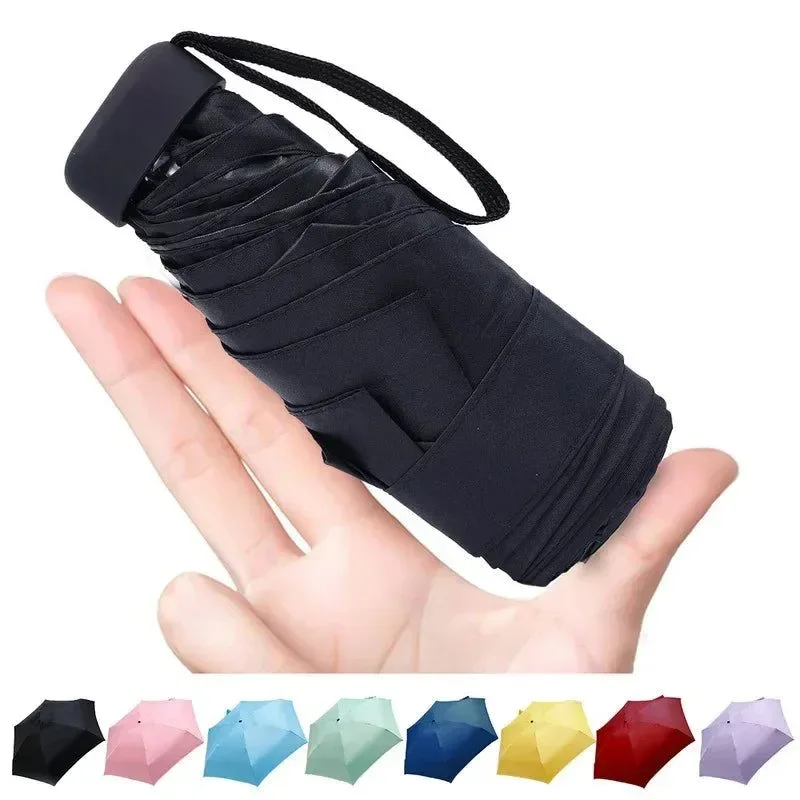 Natural Mini Pocket Folding Umbrella – Fashionable Windproof UV Protection for Travel 8 Colors Organic