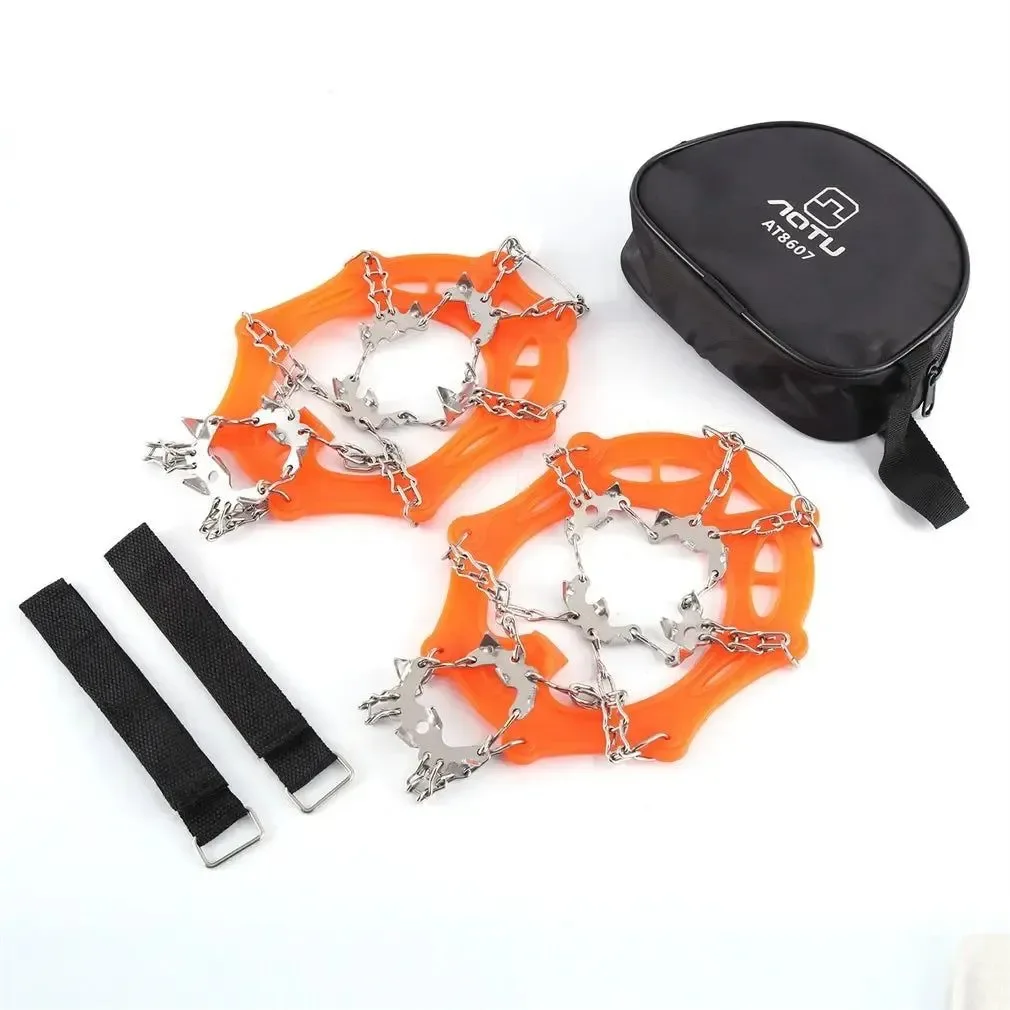 Solid 19-Teeth Anti-Skid Climbing Crampons – Mini Spikes for Ice and Snow Traction for Walking Jogging and Hiking Recyclable