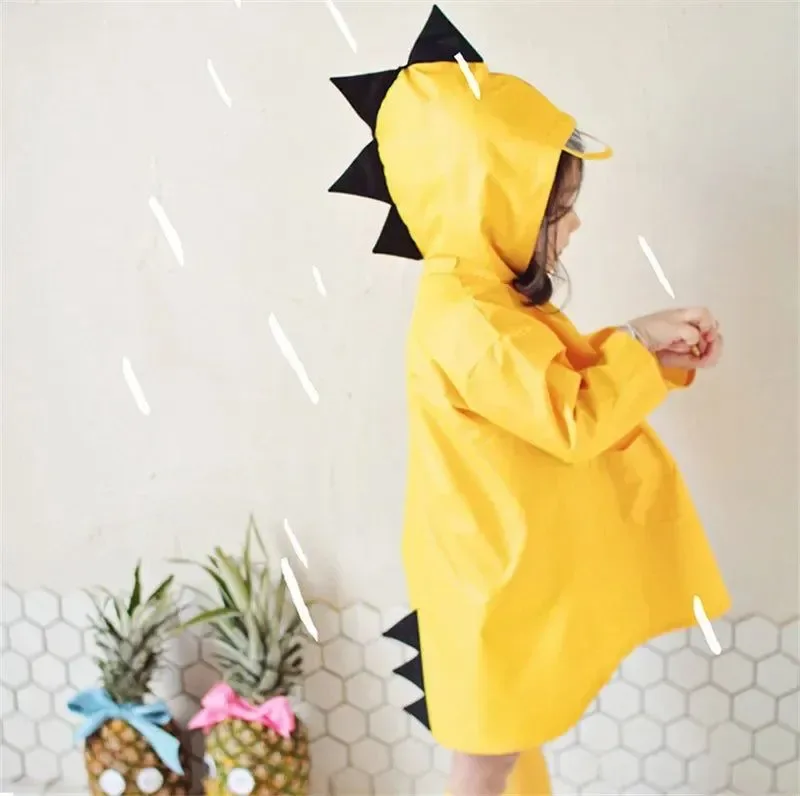 Pure Cute Dinosaur Polyester Baby Raincoat – Outdoor Waterproof Poncho for Boys and Girls User-Friendly