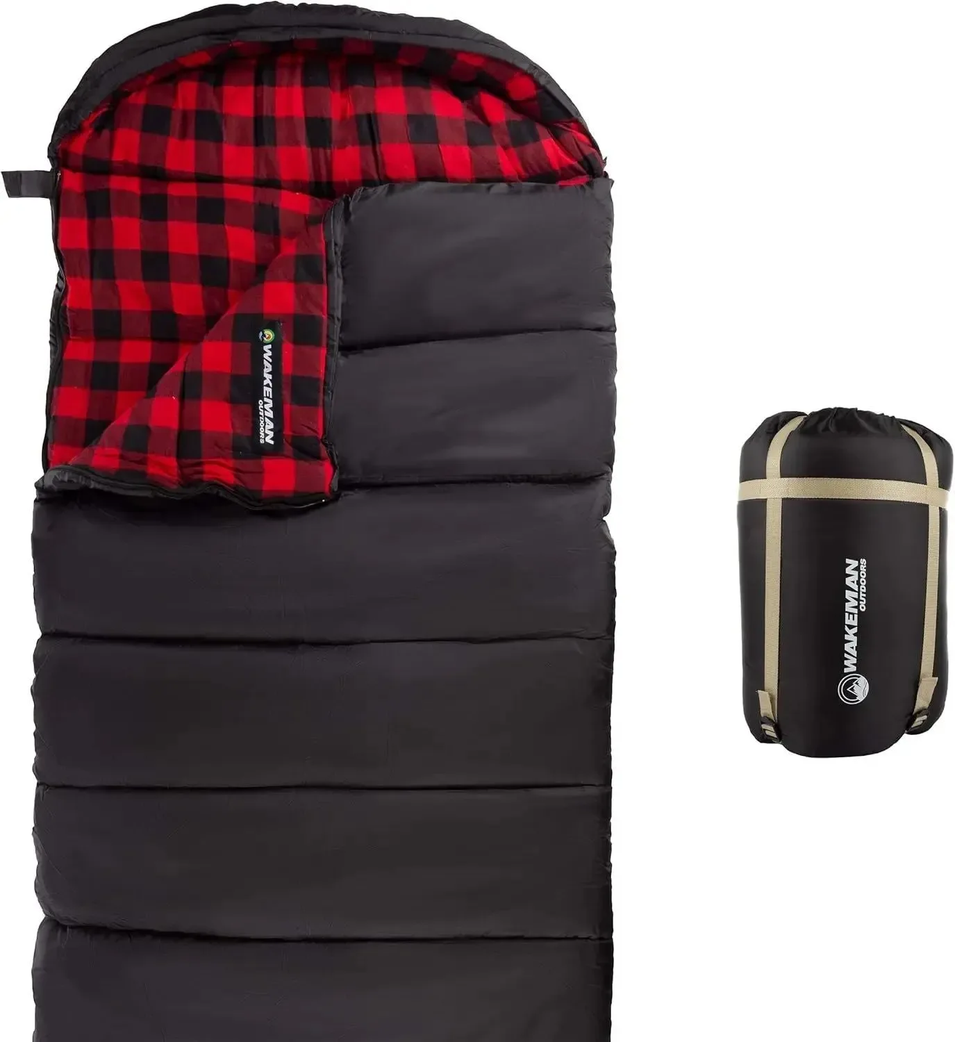 Carefully Designed XL 3-Season Sleeping Bag with Hood – 32°F Comfort Rated for Backpacking Hiking and Camping Green