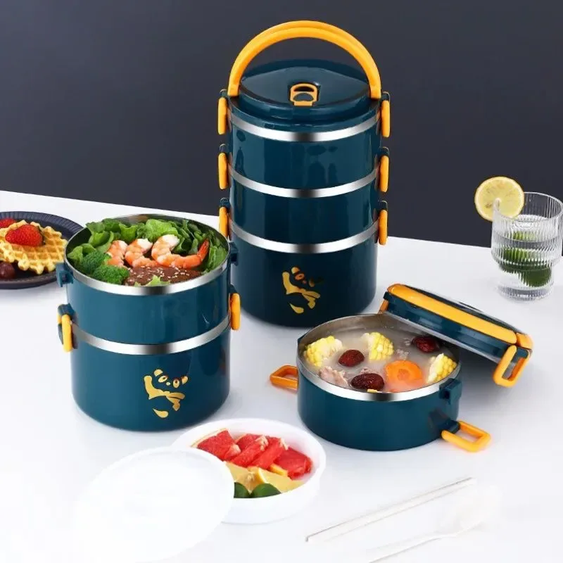 Contemporary Stackable Stainless Steel Bento Box Set – 1-4 Layers Leak-Proof Insulated Food Container Easy-to-Use