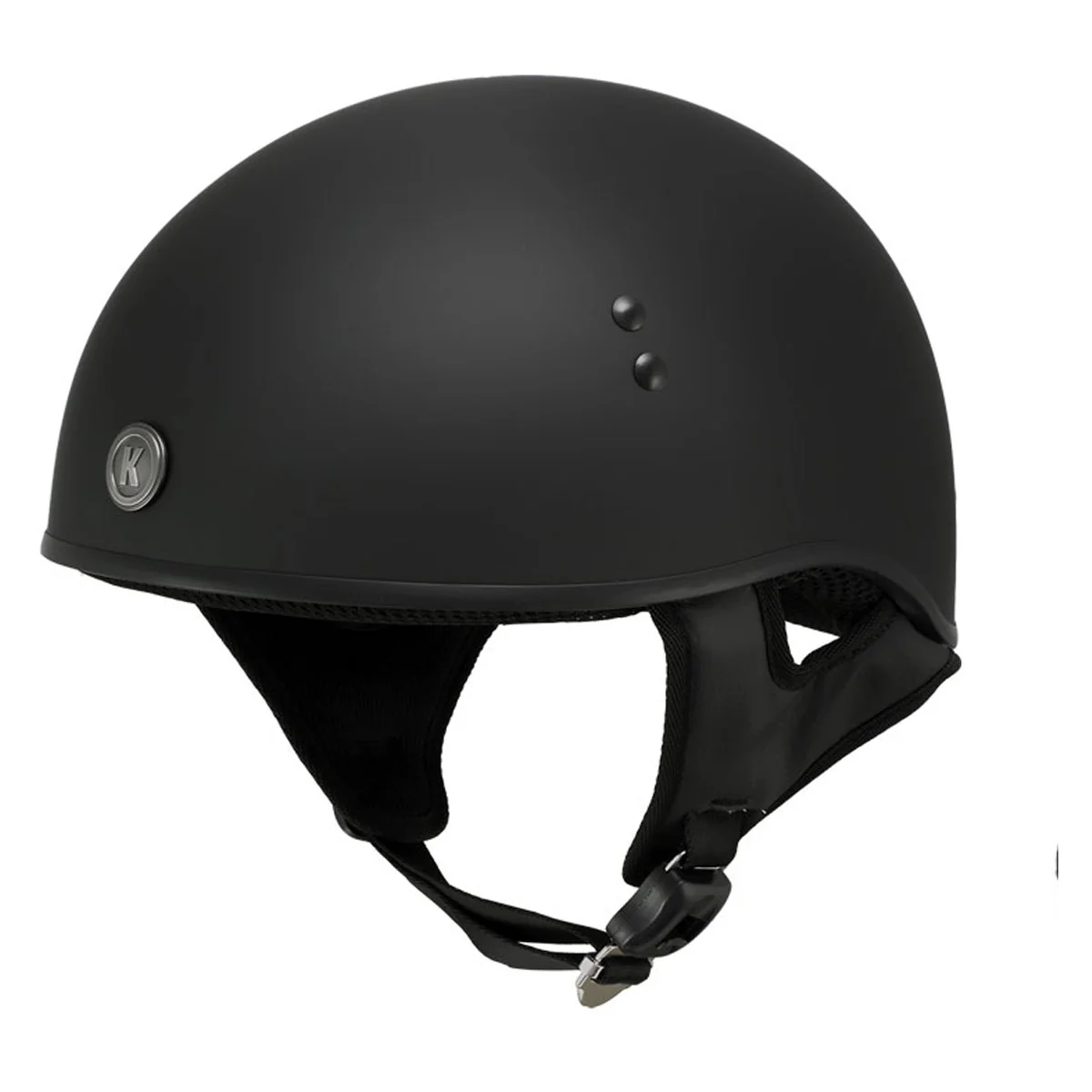Prestigious Klutch K-6 ‘Laid Low’ Flat Black Half Face Motorcycle Skull Helmet Professional