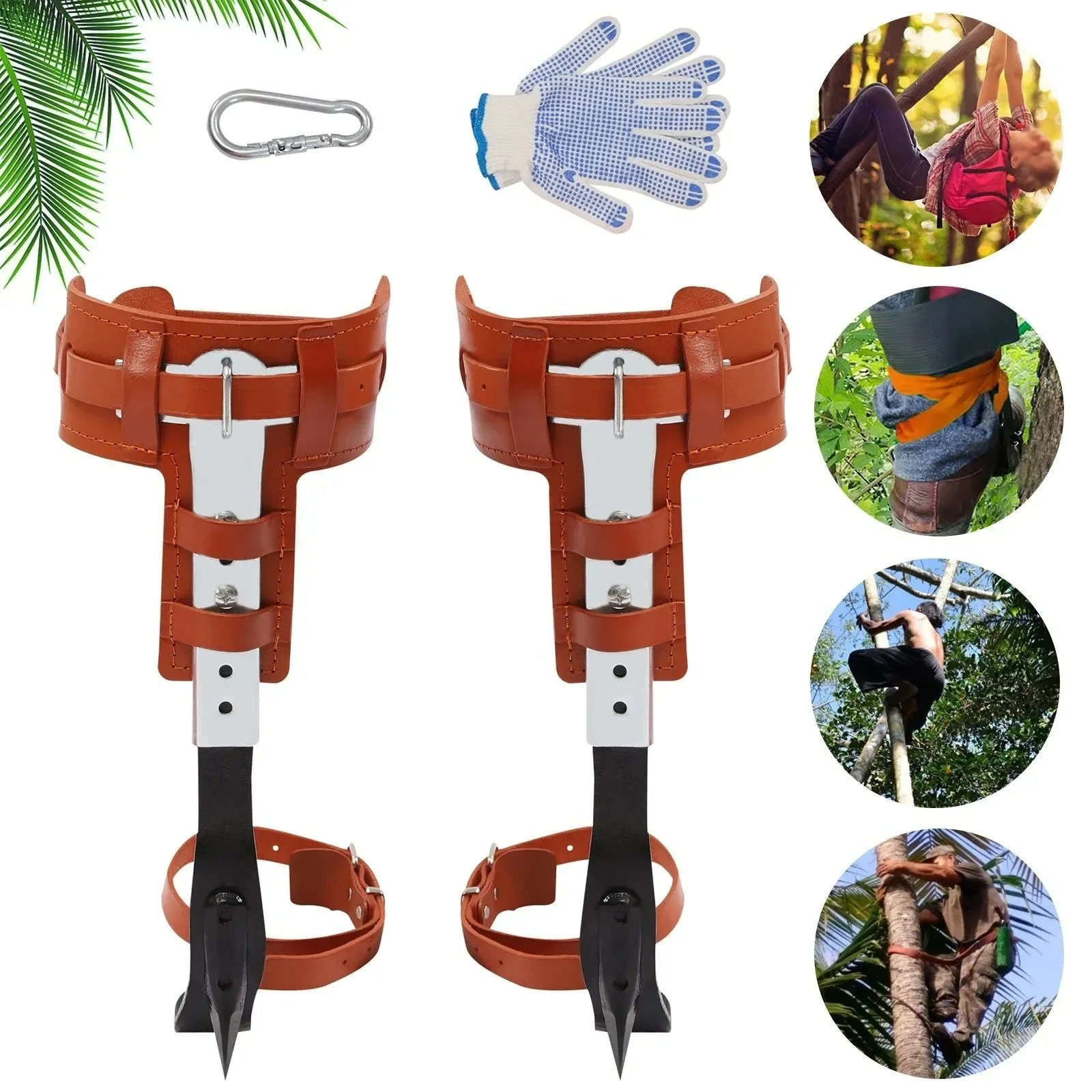 Comfortable Professional Tree Climbing Gear Set – Heavy-Duty Spikes with Safety Harness Knee Pads for Arborists 440lb Capacity Innovative