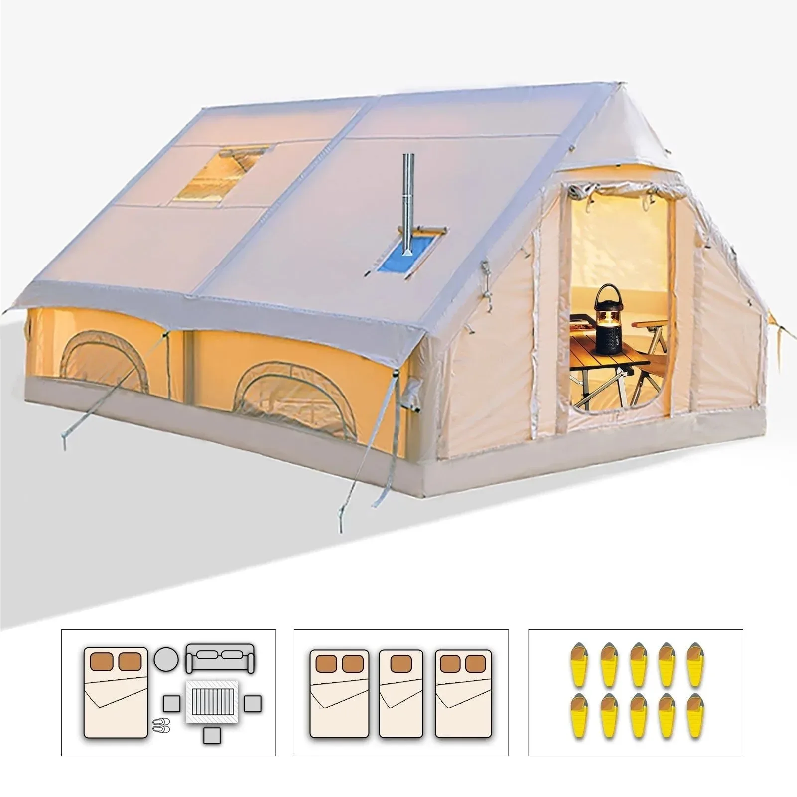 Refined Inflatable Camping Tent – Large 8 Person Air Tent with Hand Pump Included Exclusive