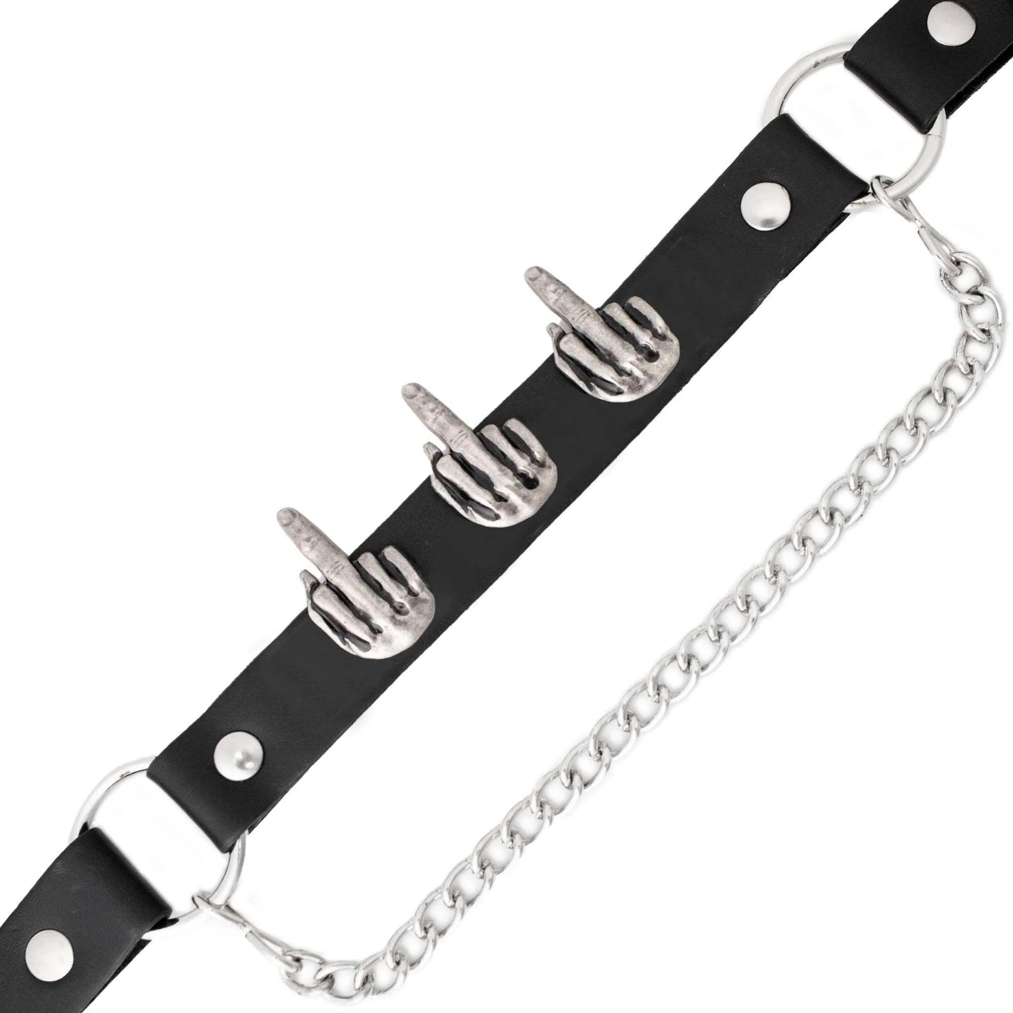 Contemporary Milwaukee Leather Silver Middle Finger Emblem Boot Chain with Adjustable Strap – MLA3012 Relaxed