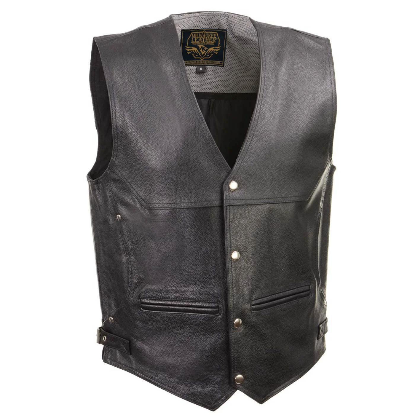Smooth Milwaukee Leather Men’s Road King Black Cowhide Leather Motorcycle Vest – LKM3793 Versatile