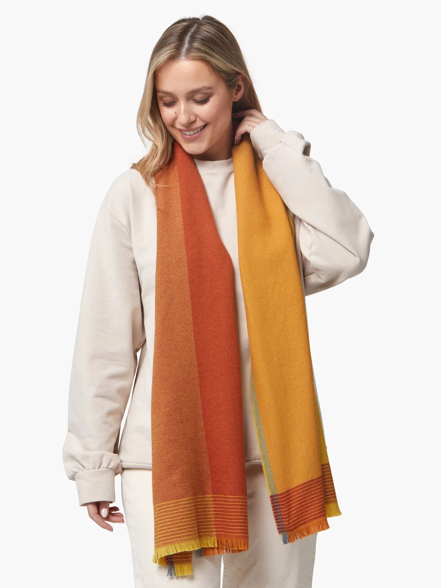 Expertly Made Foxford Yellow Ochre Extra-Fine Merino Scarf Modern