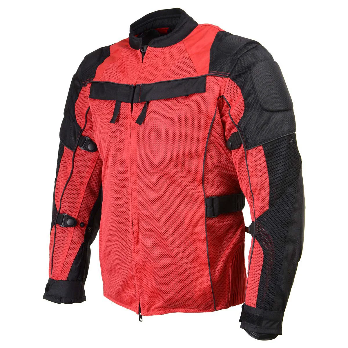 Stylish Milwaukee Leather Men’s Venture Black Red Textile Motorcycle Jacket w CE Armor – MPM17031 Pure