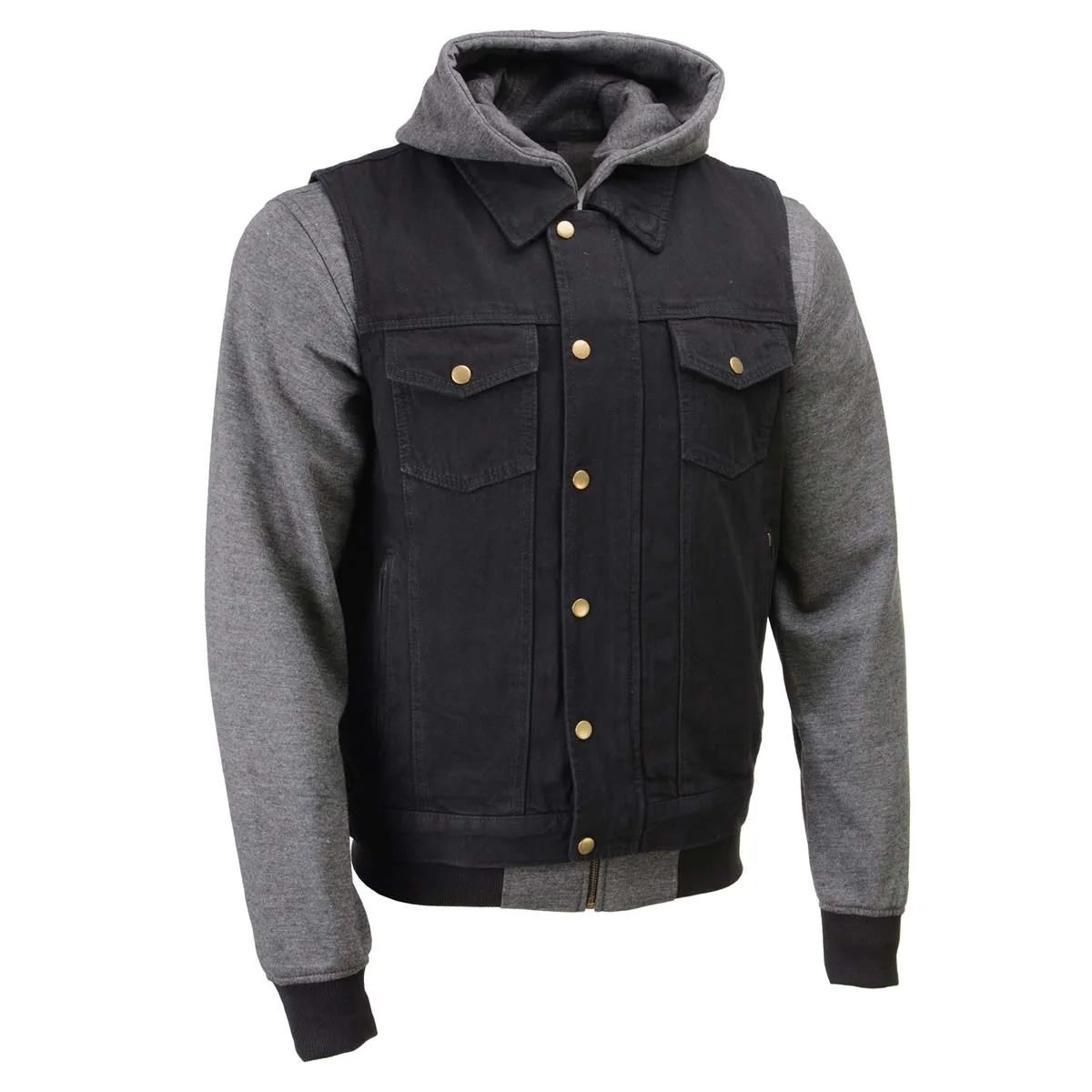 Smart Milwaukee Leather Men’s Black Denim Club Style Motorcycle Vest w Removable Hoodie – MDM3083 World-Class