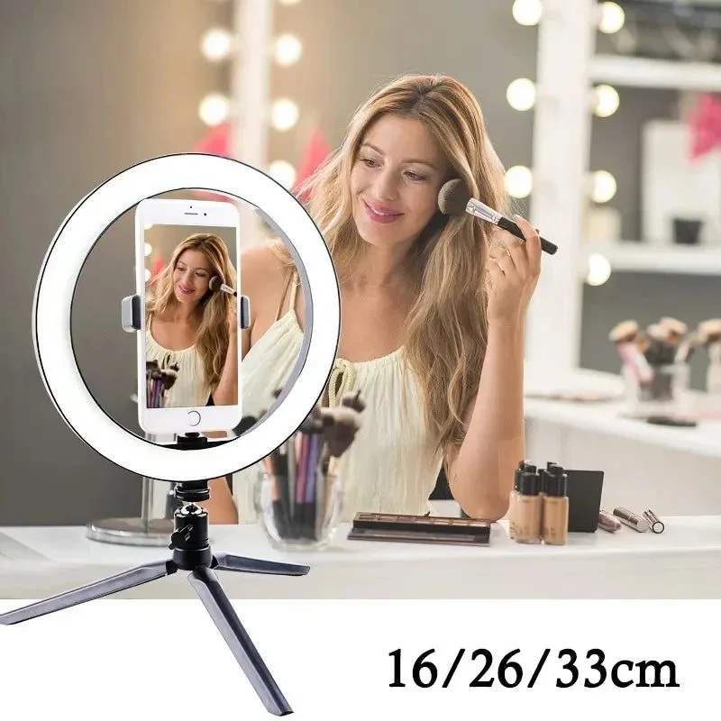 Stylish 10 Inch LED Ring Light with Tripod Phone Holder for Video Makeup Enhanced