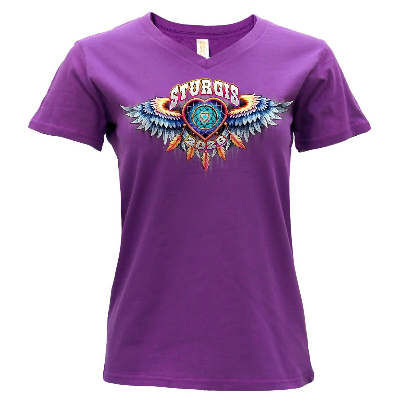 Traditional 2026 Ladies Sturgis Motorcycle Rally Attractions PURPLE Short Sleeve V-Neck T-Shirt – SPL1942 Lightweight