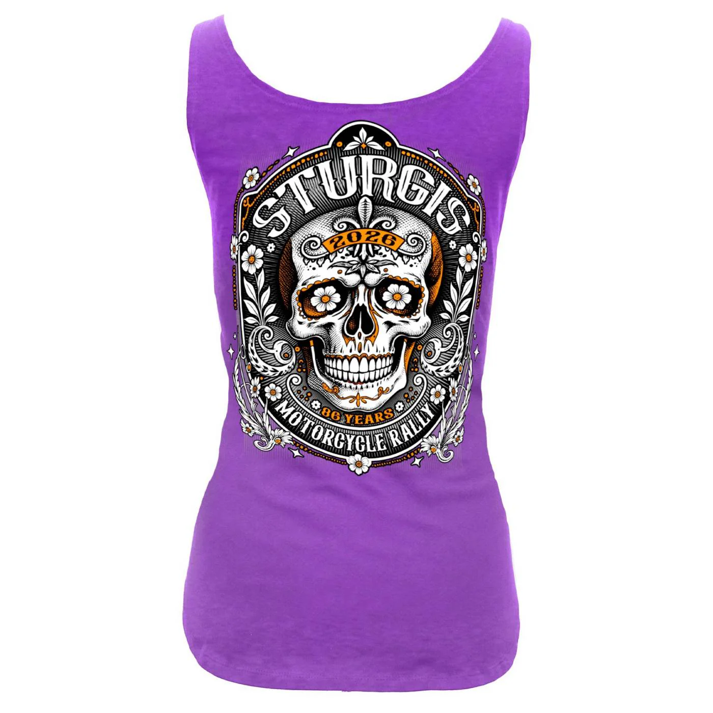 Sustainable 2026 Ladies Sturgis Motorcycle Rally Sugar Skull ORANGE Tank Top – SPL2905 Selected