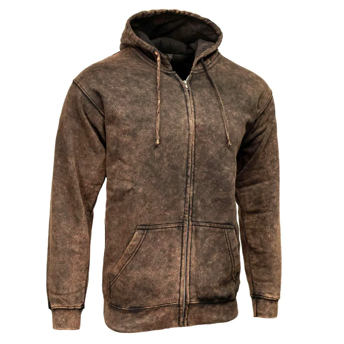 First-Class Milwaukee Leather MNG11685 Men’s Dark Brown and Black Zipper Front Premium Cotton Hoodie Crafted