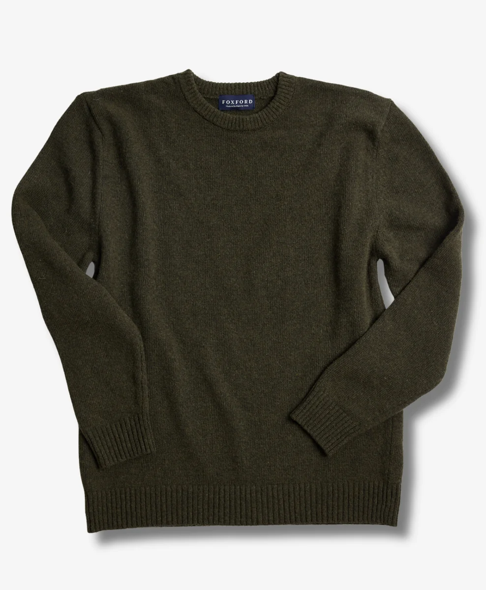Genuine Foxford Dark Green Lambswool Round Neck Environmentally Friendly
