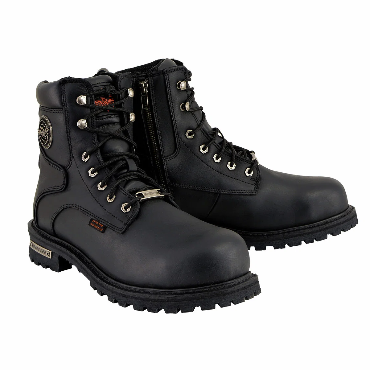 Functional Milwaukee Leather MBM9097WPST Men’s Black Wide-Width 6-inch Logger Steel Toe Water Proof Leather Boots Pure