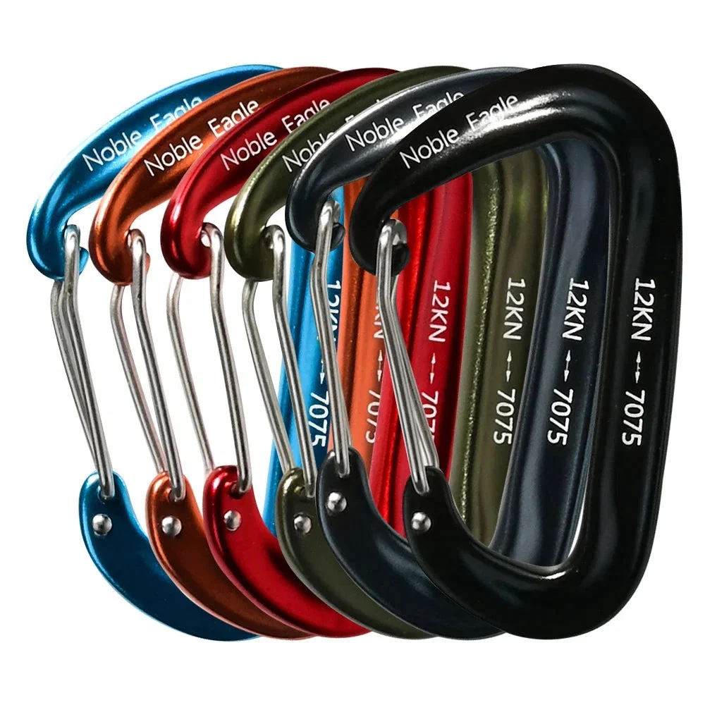 Genuine 12KN Aluminium D-Ring Carabiner Set 6-Piece Camping Flexible
