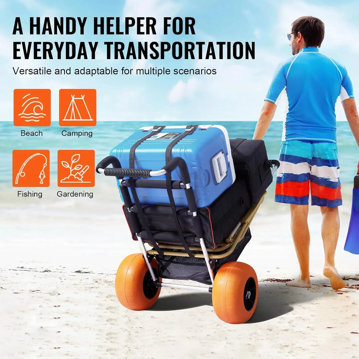 User-Friendly Beach Dolly with Big Wheels – 165 lbs Folding Sand Cart for Beach Outdoor Beach Dolly with Big Wheels – 165 lbs Folding Sand Cart for Beach Outdoor Smart
