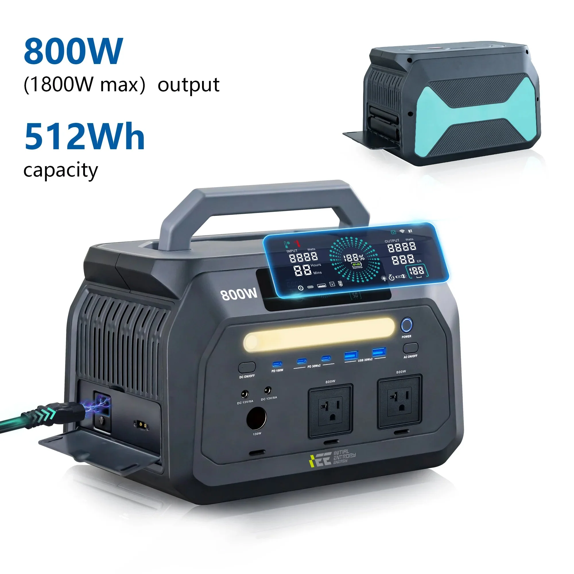 Enhanced IEE P800 512Wh Portable Power Station – 800W Pure Sine Wave LiFePO4 Solar Generator for Camping Home Backup RV Travel Exceptional