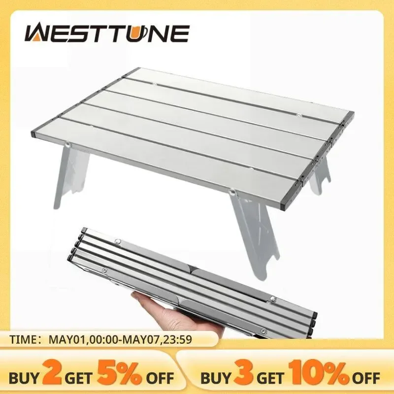 Minimalist Mesa de camping portátil ultraligera WEST TUNE de aleación de aluminio mesa plegable enrollable para mochilerismo picnics barbacoas y actividades al aire libre. Enhanced