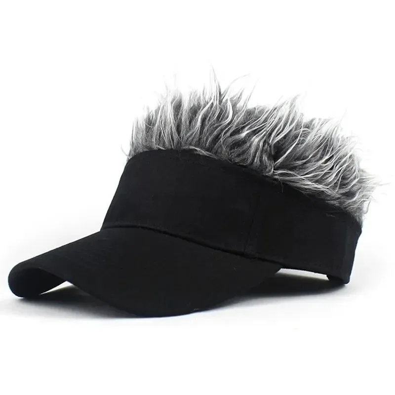 Fashionable Gorra de béisbol con peluca y pelos puntiagudos – Visera informal unisex para hombre y mujer World-Class