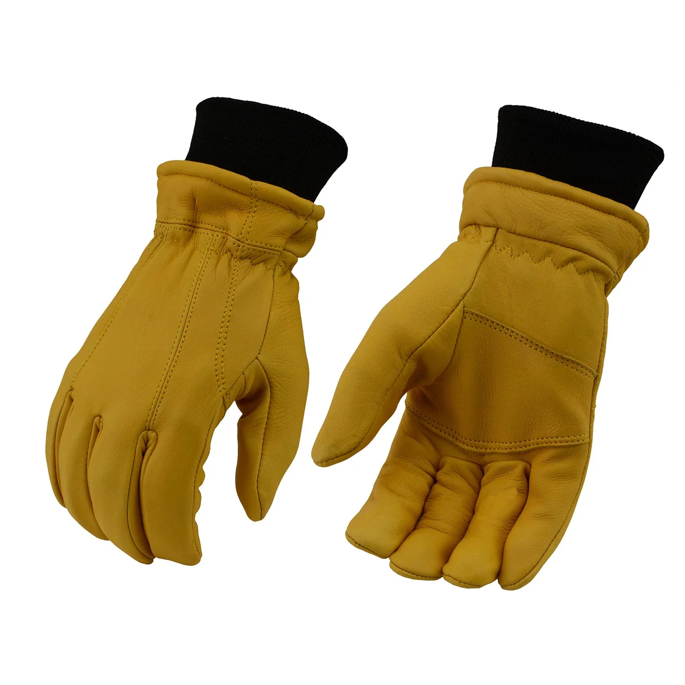 Functional Milwaukee Leather Men’s Deerskin Leather Gloves – Yellow Soft Lined Elastic Wrist – MG7541 Fine