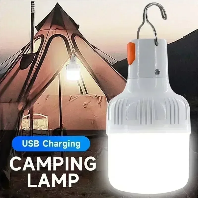 Smart Bombilla LED de emergencia recargable por USB de 60 W linterna portátil para acampar y hacer senderismo al aire libre. Pure