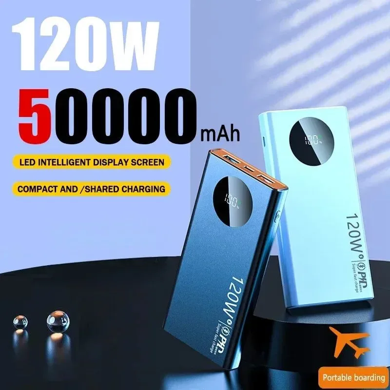 Luxury Banco de energía de 120 W y 50 000 mAh con carga ultrarrápida batería externa de alta capacidad para iPhone Xiaomi y Samsung. Prestigious