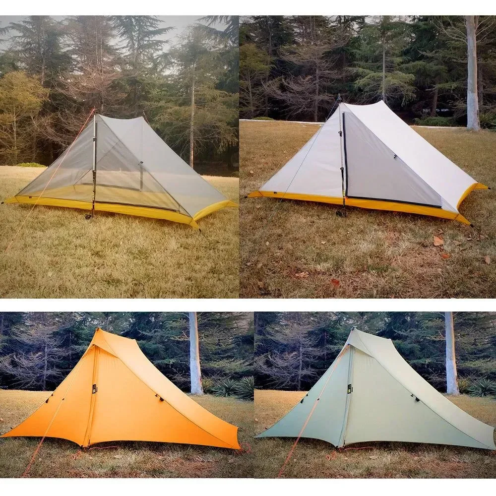 Professional Tienda de campaña impermeable para dos personas sin varillas – Tienda de campaña profesional ultraligera de nailon silnylon 20D para cuatro estaciones Natural