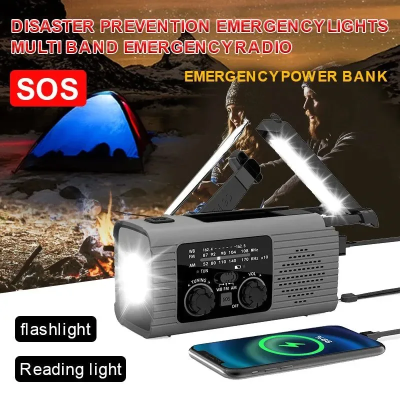 Carefully Designed Radio Estéreo de Emergencia 2024 – Cargador Multifuncional con Manivela Banco de Energía Portátil para Aventuras al Aire Libre Radio Solar Radio de escritorio portátil con carga solar radio FM luz de emergencia con función SOS luz de emergencia para exteriores mini luz de emergencia LED Next-Generation
