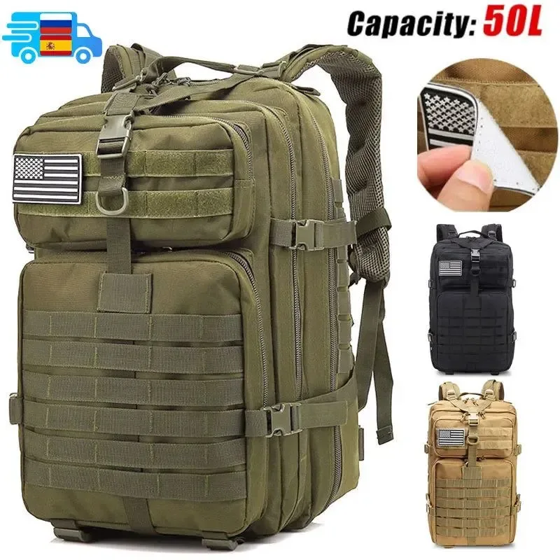 Smart Mochila táctica impermeable de gran capacidad para hombre – Mochila de 50 l para exteriores i para senderismo camping y caza. Reliable
